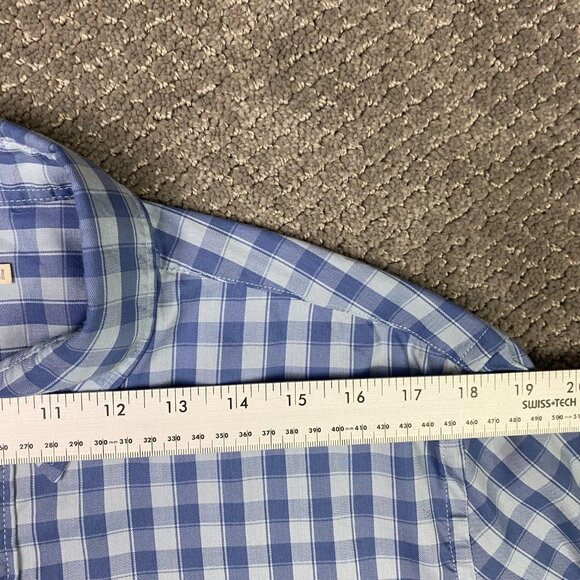 Faherty Button Down Shirt Men's Large Blue Gingham Check Movement Performance - Picture 11 of 13